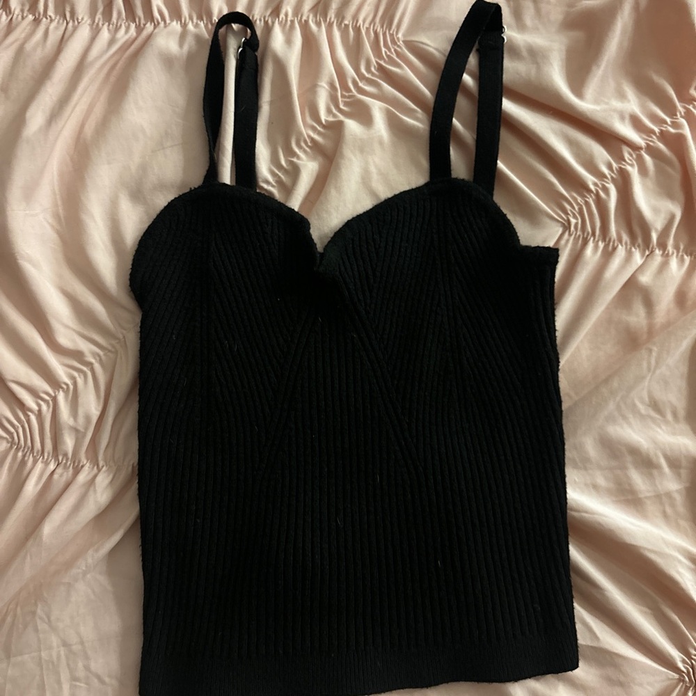 Chic Black Ribbed Tank Top